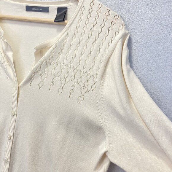 Liz Claiborne Silk Blend Cardigan Sweater Womens XL Lightweight Minimalist - Picture 10 of 12